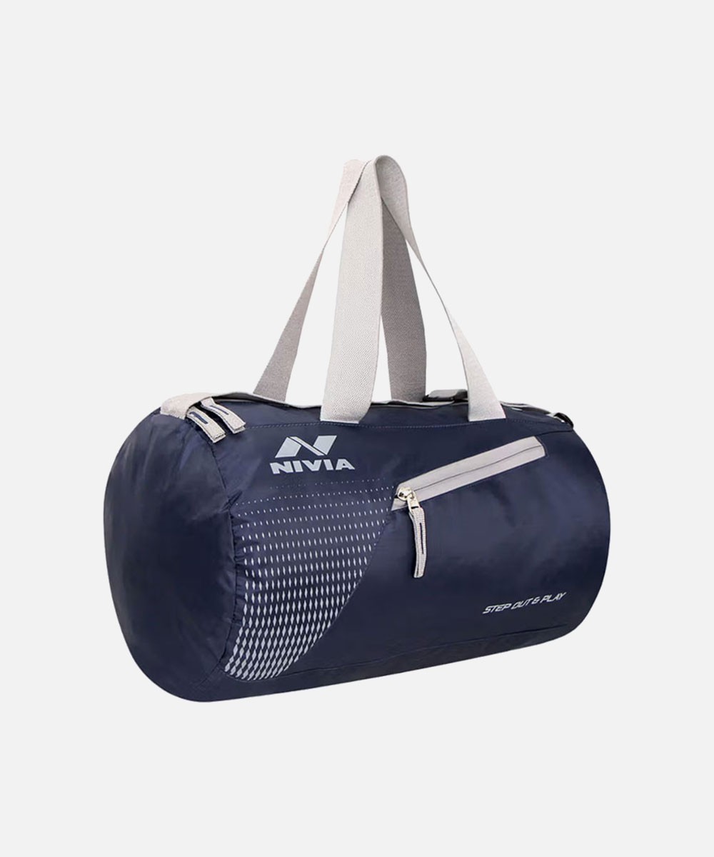 Nivia Grey & Navy Blue Printed Duffel Bag